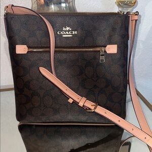 Coach Dark Brown and Pink Crossbody Bag